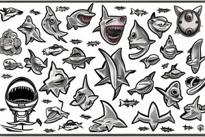 Astronaut shark tattoo idea