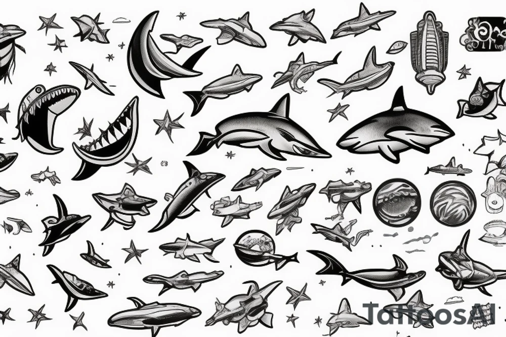 Astronaut shark tattoo idea