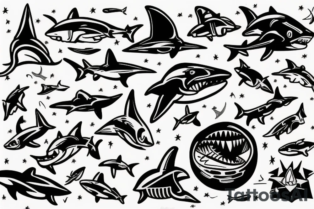Astronaut shark tattoo idea