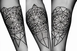 fine line geometric forearm tattoo, tree of life, sacred geometry tattoo idea
