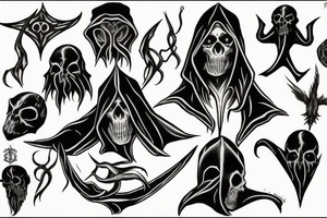 Deadly hallows with death eater sign tattoo idea