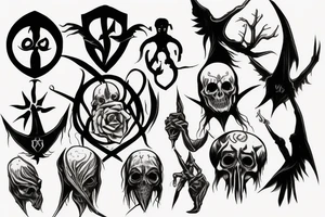 Deadly hallows with death eater sign Harry Potter tattoo idea