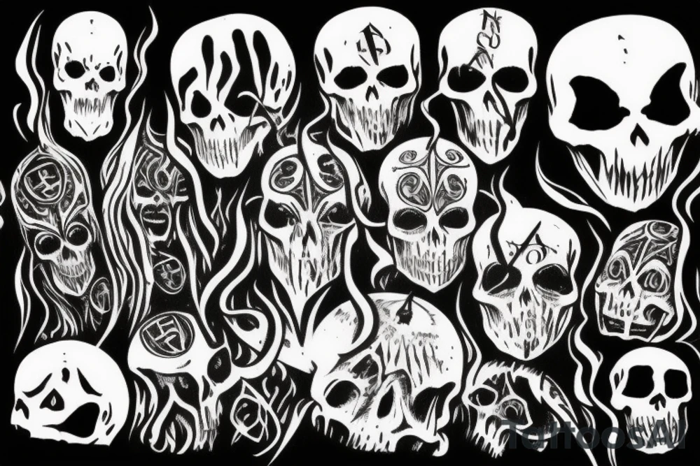 Deadly hallows with death eater sign Harry Potter tattoo idea