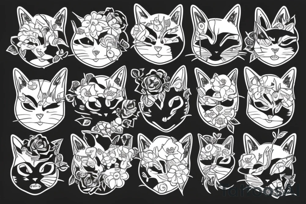 A Black Cat, in a bike with flowers and flames tattoo idea