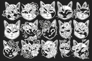 A Black Cat, in a bike with flowers and flames tattoo idea