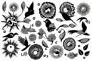 Bird next to sun tattoo idea