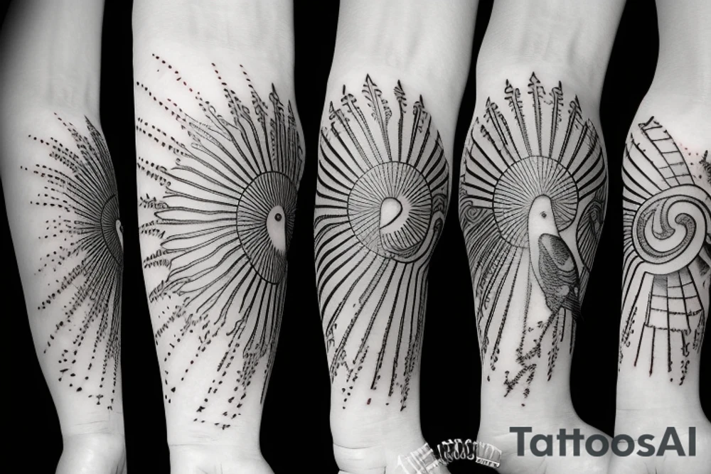Bird next to sun tattoo idea