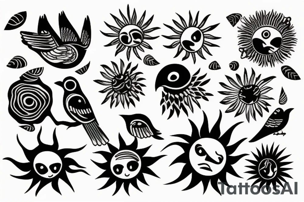 Bird next to sun tattoo idea