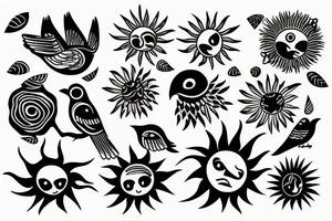 Bird next to sun tattoo idea