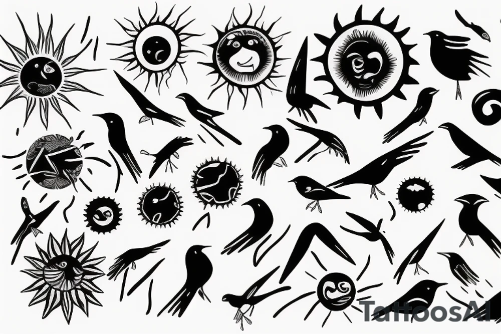 Bird next to sun tattoo idea