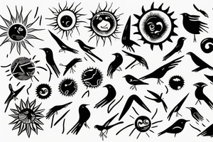 Bird next to sun tattoo idea