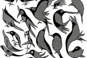 Fish sun bird tattoo idea
