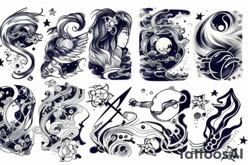 Aquarius and Leo combine together on the galaxy tattoo idea