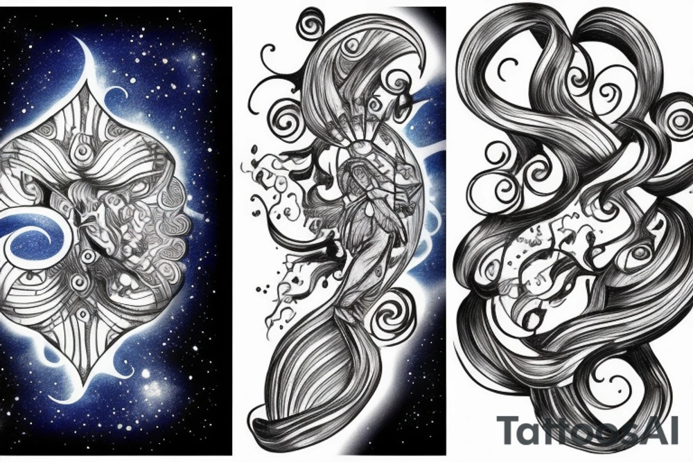 Aquarius and Leo combine together on the galaxy tattoo idea