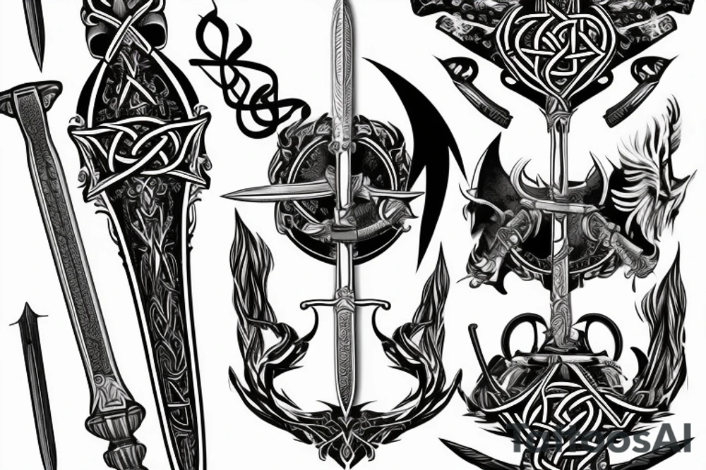 sword with Viking lettering on blade tattoo idea sword with Viking lettering on blade tattoo idea