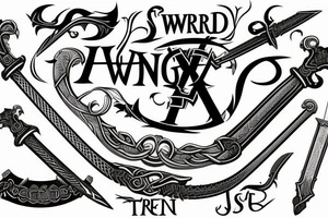 sword with Viking lettering on blade tattoo idea