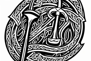 sword with Viking lettering on blade tattoo idea