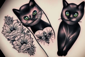 Two Black cat's hugging tattoo idea