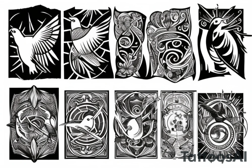 Bird next to sun tattoo idea