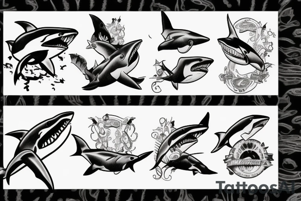 Attacking shark tattoo idea