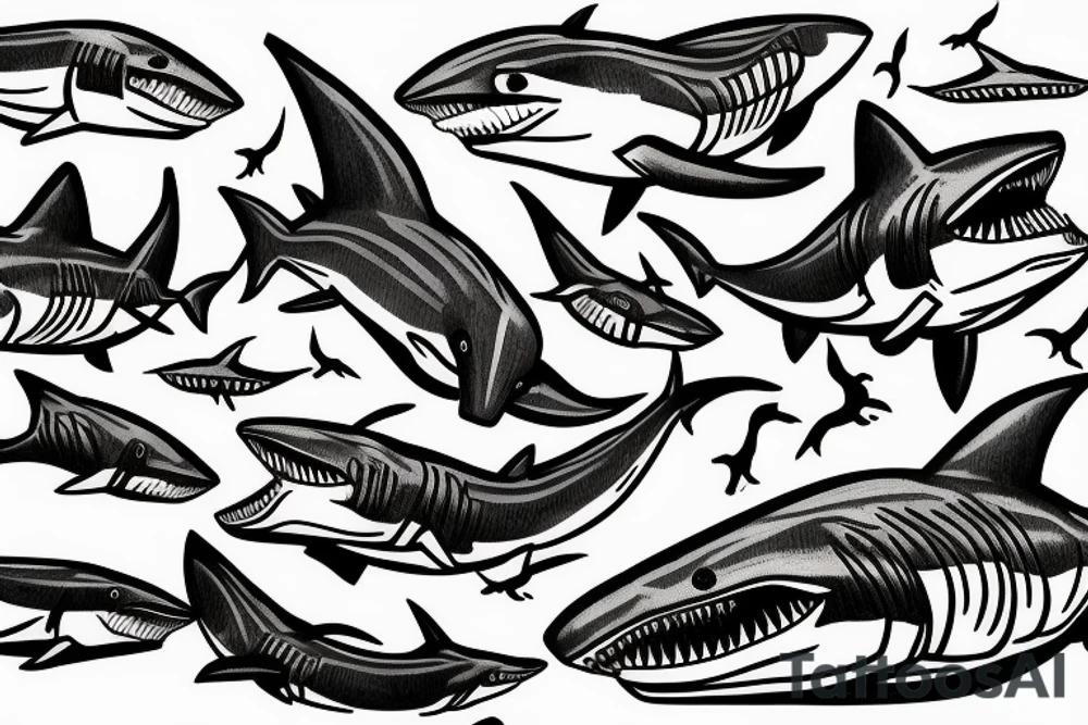 Attacking shark tattoo idea