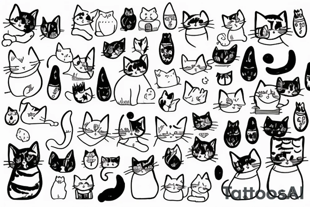 Outline of a fluffy cat sitting with it's back to you tattoo idea