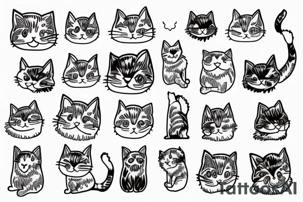 Outline of a fluffy cat sitting with it's back to you tattoo idea