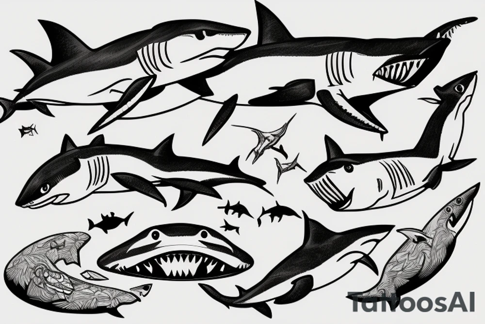 Attacking shark tattoo idea