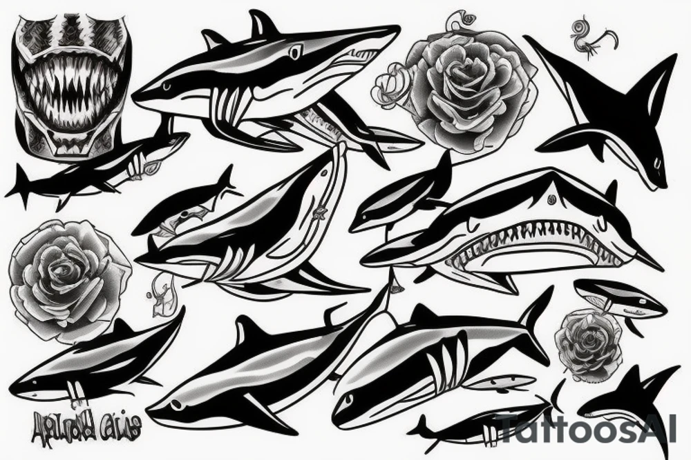 Attacking shark tattoo idea