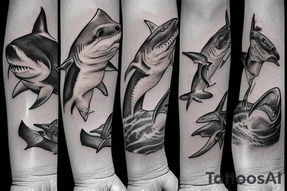 Attacking shark tattoo idea