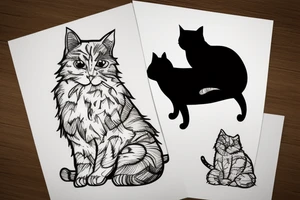 Silhouette of a fluffy cat sitting with its back to you tattoo idea