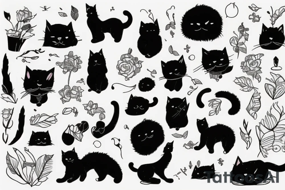Silhouette of a fluffy cat sitting with its back to you tattoo idea