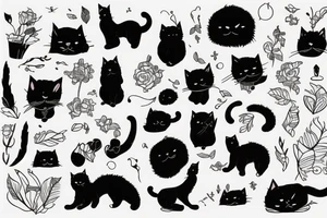 Silhouette of a fluffy cat sitting with its back to you tattoo idea