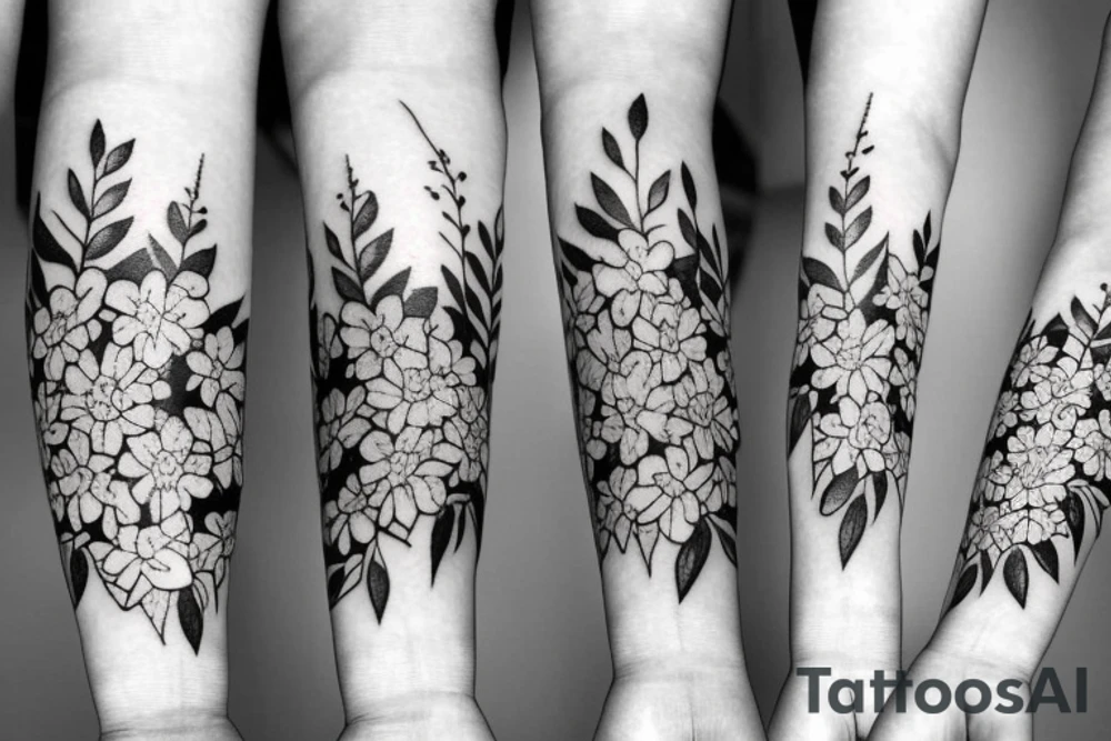 bouquet of flowers tattoo idea