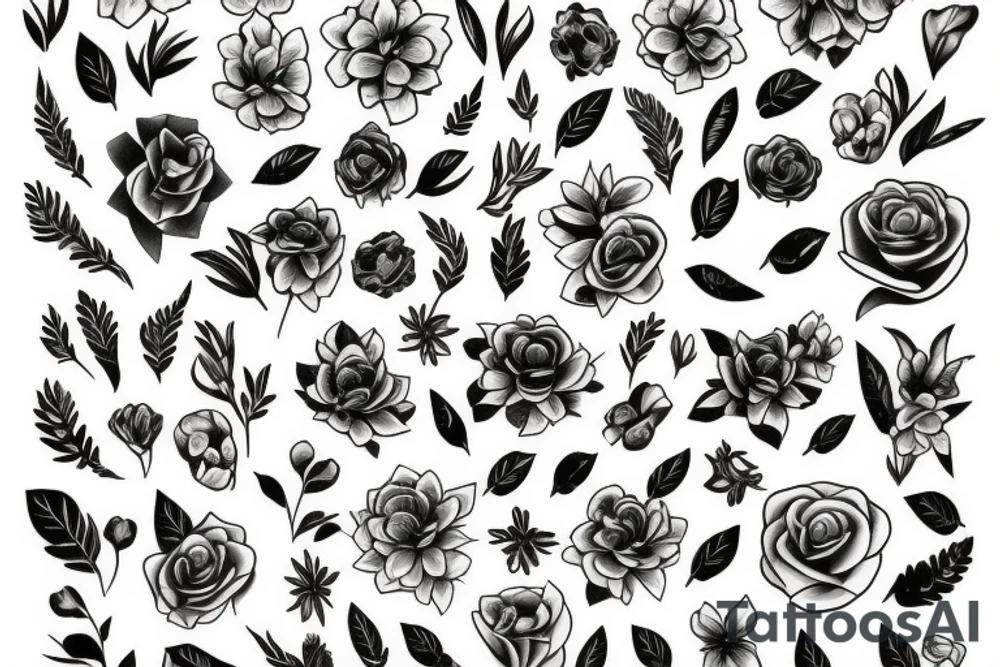bouquet of flowers tattoo idea