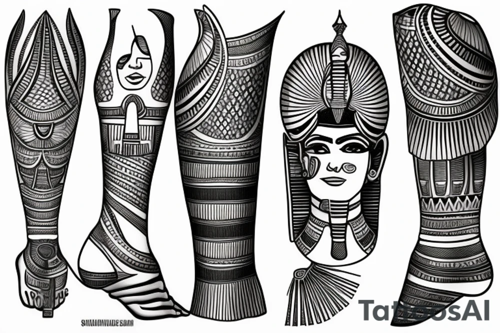 Egyptian tattoo on leg tattoo idea