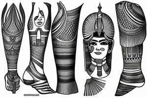 Egyptian tattoo on leg tattoo idea