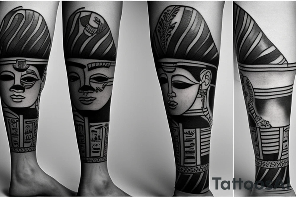 Egyptian tattoo on leg tattoo idea
