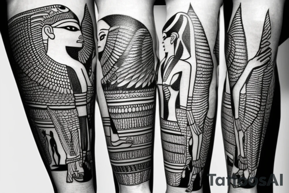 Egyptian tattoo on leg tattoo idea