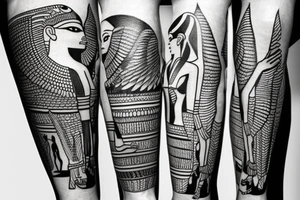 Egyptian tattoo on leg tattoo idea