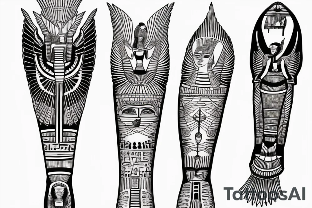 Egyptian tattoo on leg tattoo idea