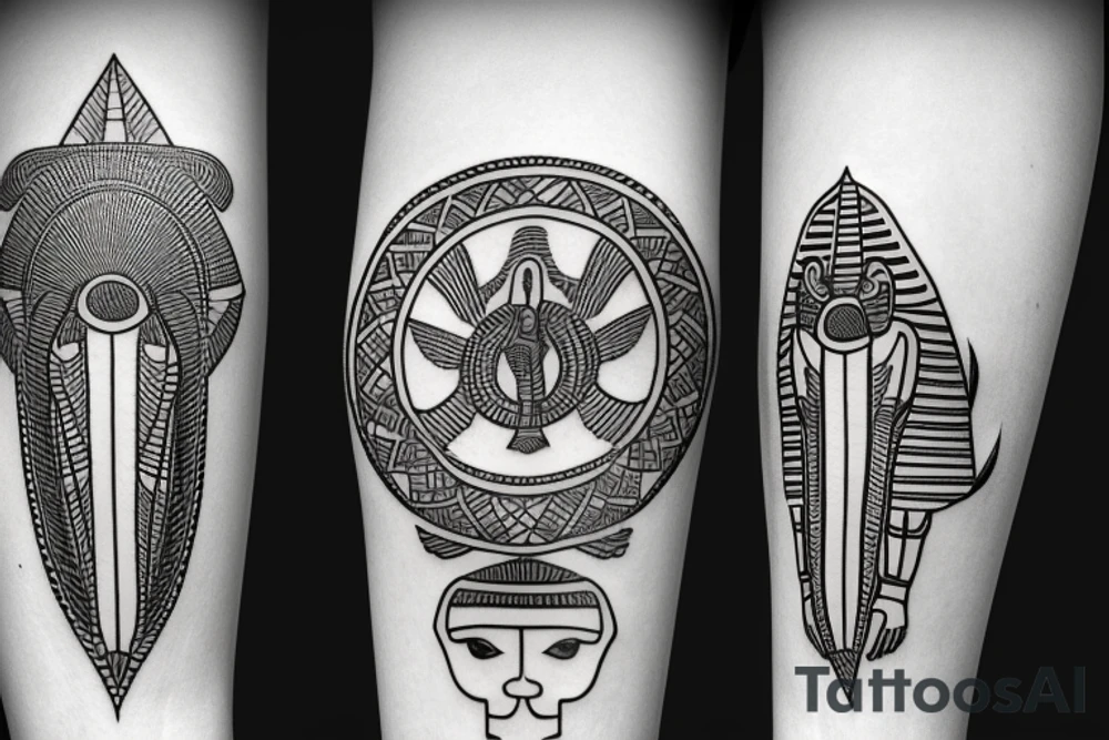 Egyptian tattoo on leg tattoo idea