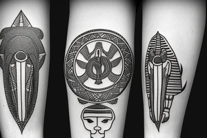 Egyptian tattoo on leg tattoo idea