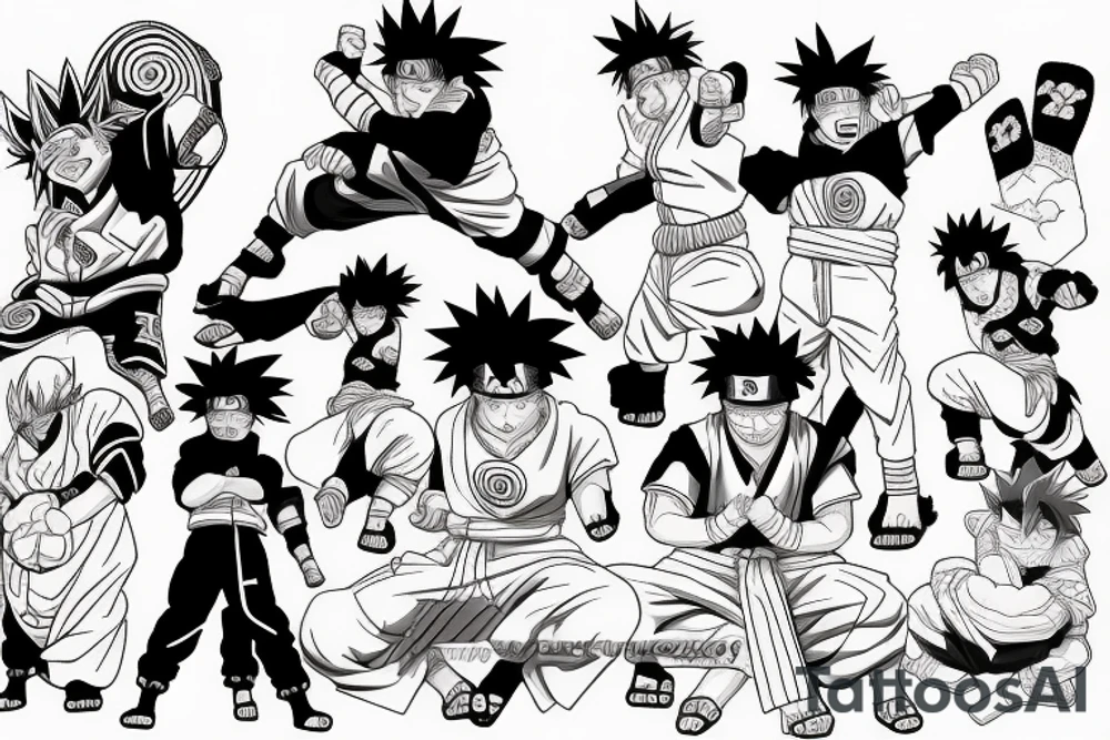 Naruto and goku fighting tattoo idea