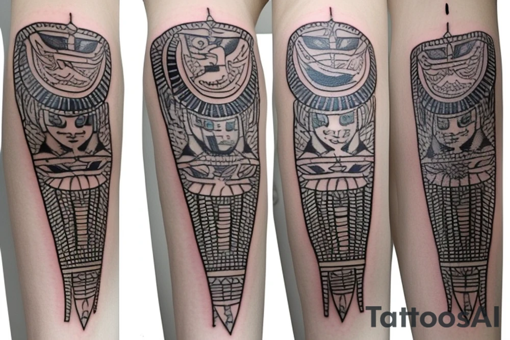 Egyptian tattoo on leg tattoo idea