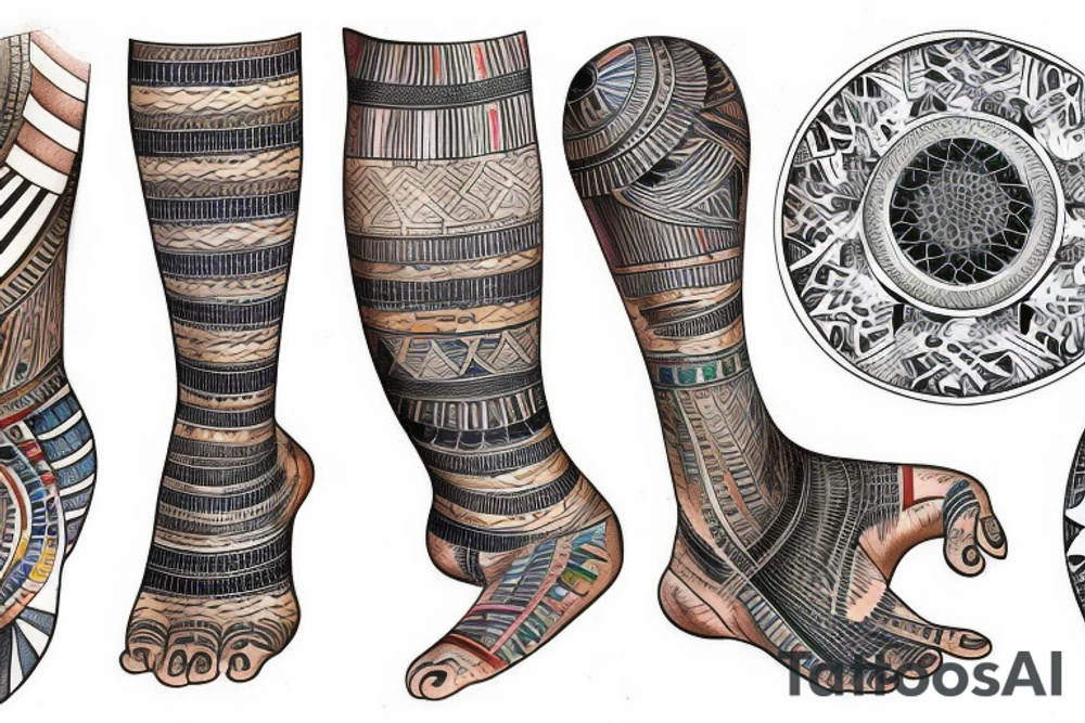 Egyptian tattoo on leg tattoo idea