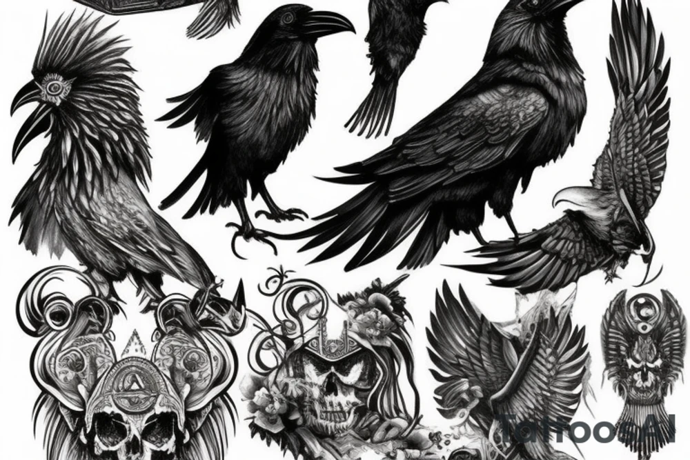 Valhalla gate and raven tattoo idea