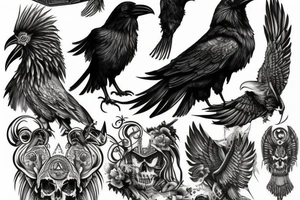 Valhalla gate and raven tattoo idea