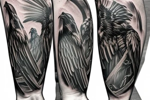 Valhalla gate and raven tattoo idea