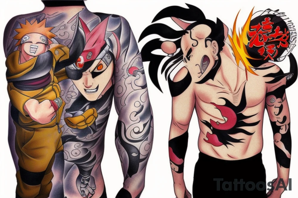Naruto vs majin bo  fighting tattoo idea